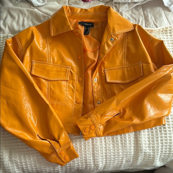 Forever 21 Jackets & Blazers - Faux Leather Orange Jacket
